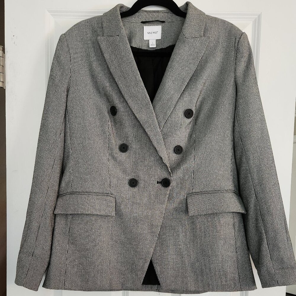 Nine West Gingham Black and White Blazer
